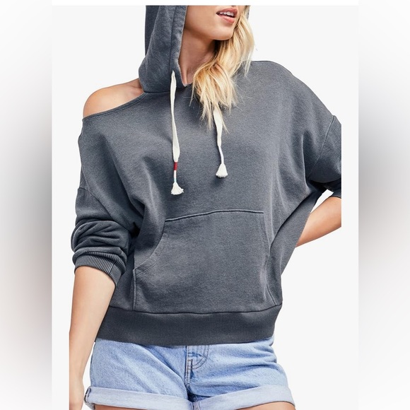 Wildfox Women’s Shady Lady Pullover Hoodie Kangaroo Pocket 1 Cold Shoulder Large - Picture 1 of 16